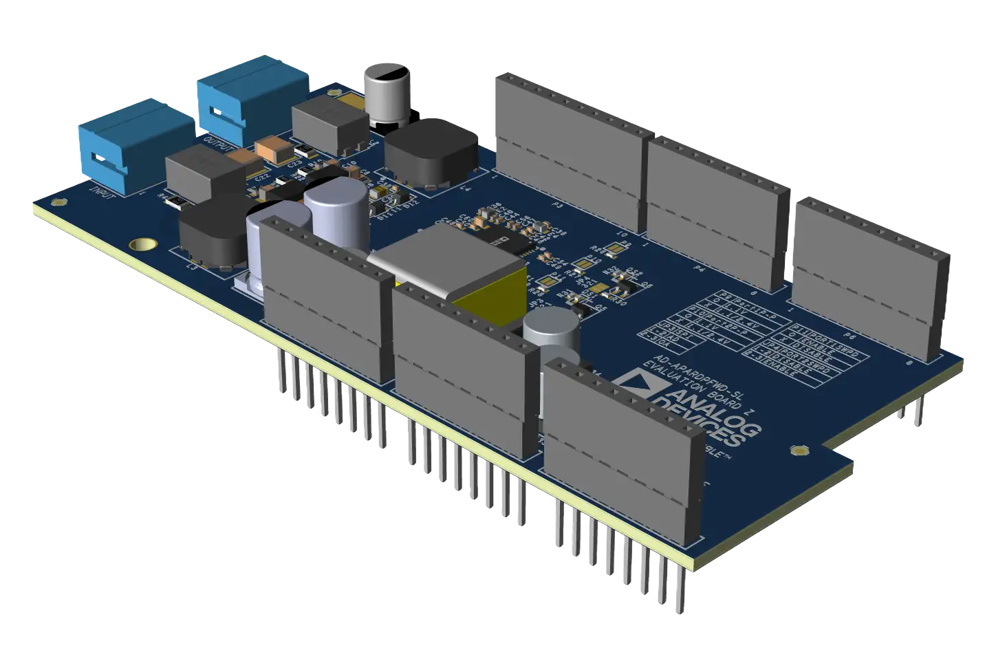 A picture of the AD-APARDPFW-SL 2-port 10BASE-T1L Arduino Shield with SPoE Power Forwarding shield