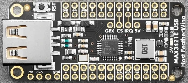 A picture of the Adafruit FeatherWing MAX3421E shield