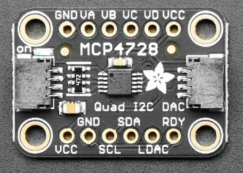 A picture of the Adafruit MCP4728 DAC Shield shield