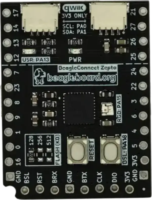 A picture of the BeagleConnect Zepto board