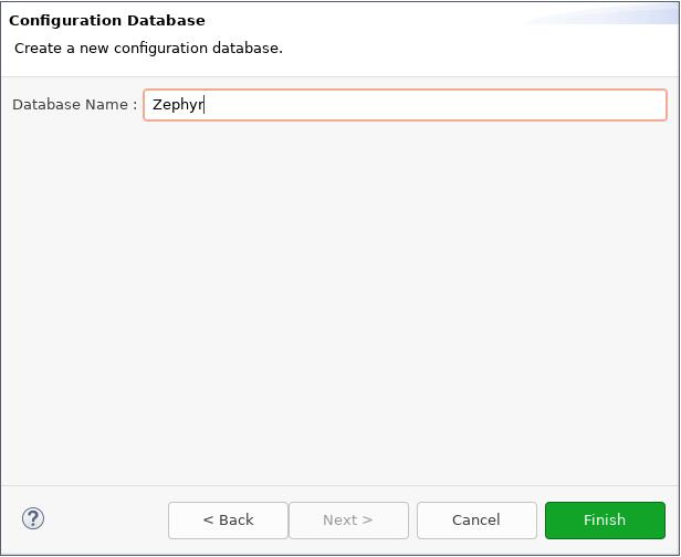 Arm DS create new configuration database: choose database name