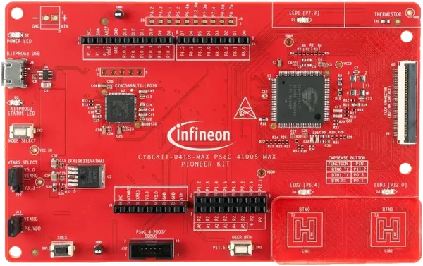 A picture of the PSOC™ 4100S Max pioneer kit board