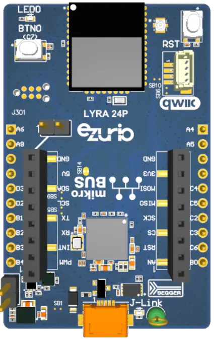 A picture of the Lyra 24 P20RF DVK board