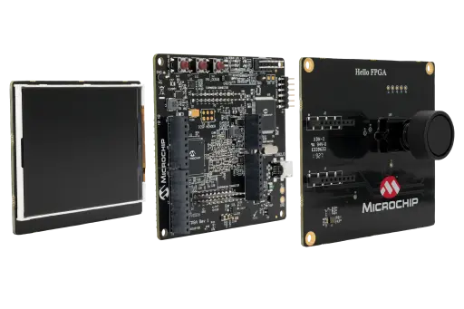 A picture of the Microchip M2S Hello FPGA Kit board