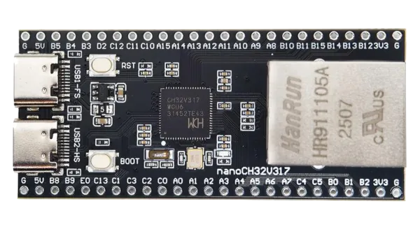 A picture of the MuseLab nanoCH32V317 board