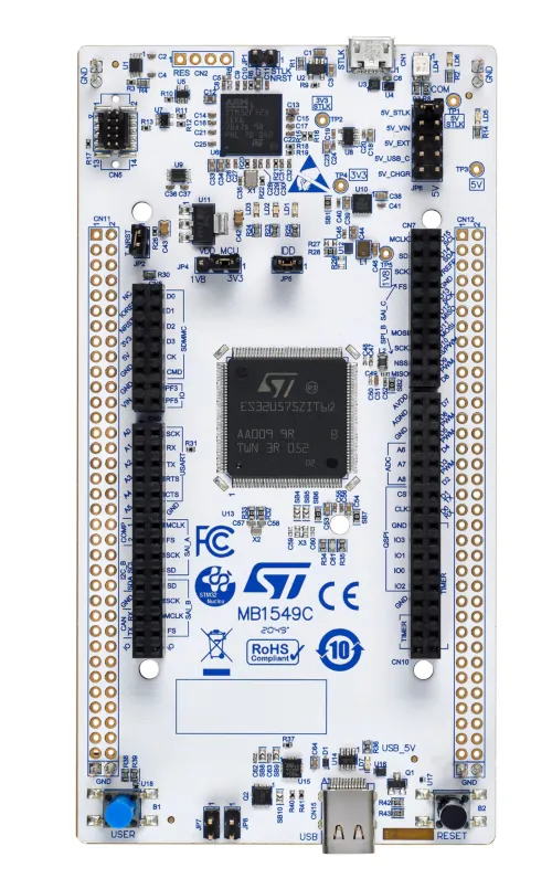 A picture of the Nucleo U5A5ZJ Q board
