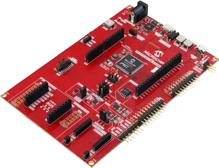 A picture of the PIC32CX SG41 Curiosity Ultra board