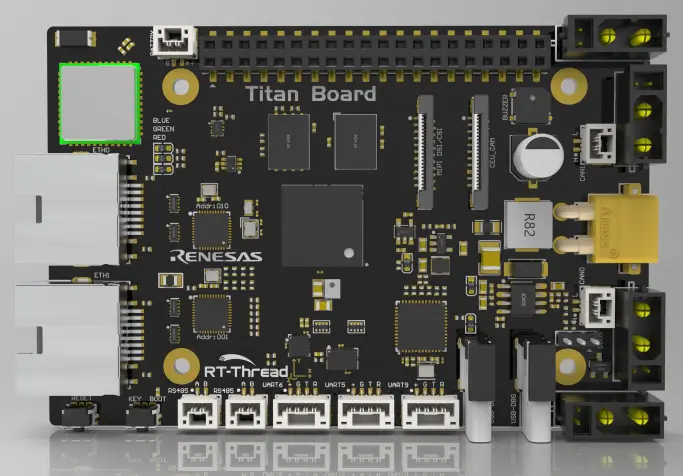 A picture of the RA8P1 Titan board