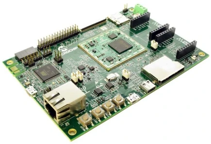 A picture of the SAMA5D27 SOM1 Kit1 board