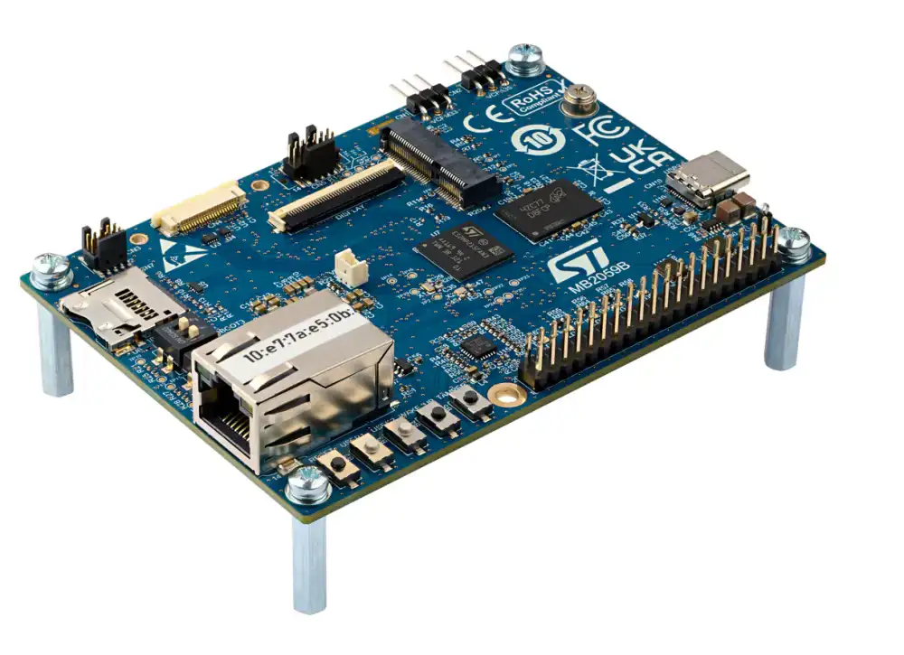A picture of the STM32MP215F-DK Evaluation Board board
