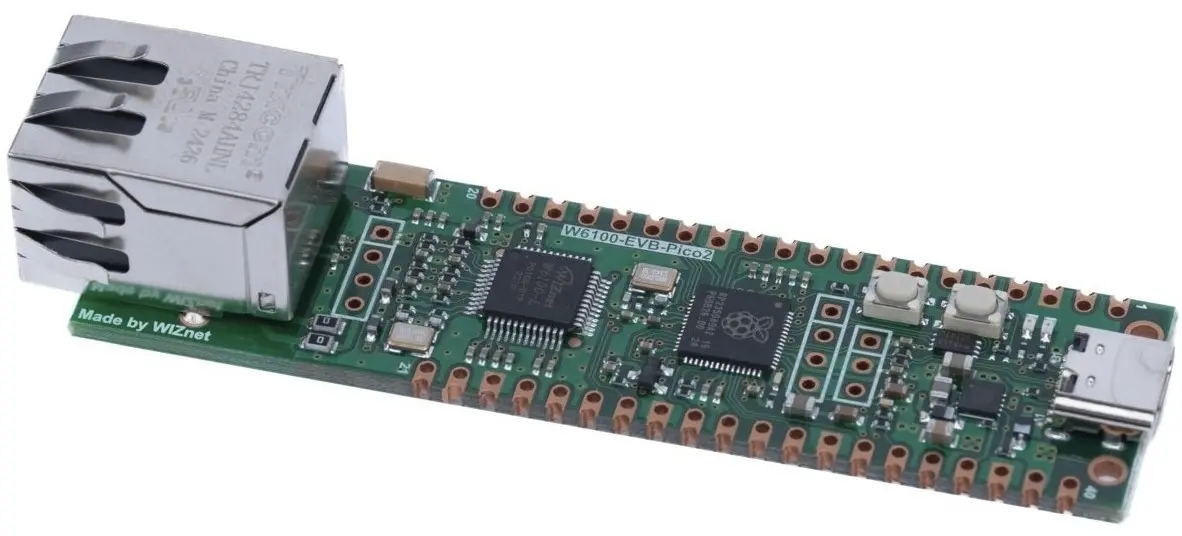 A picture of the W6100-EVB-Pico2 board